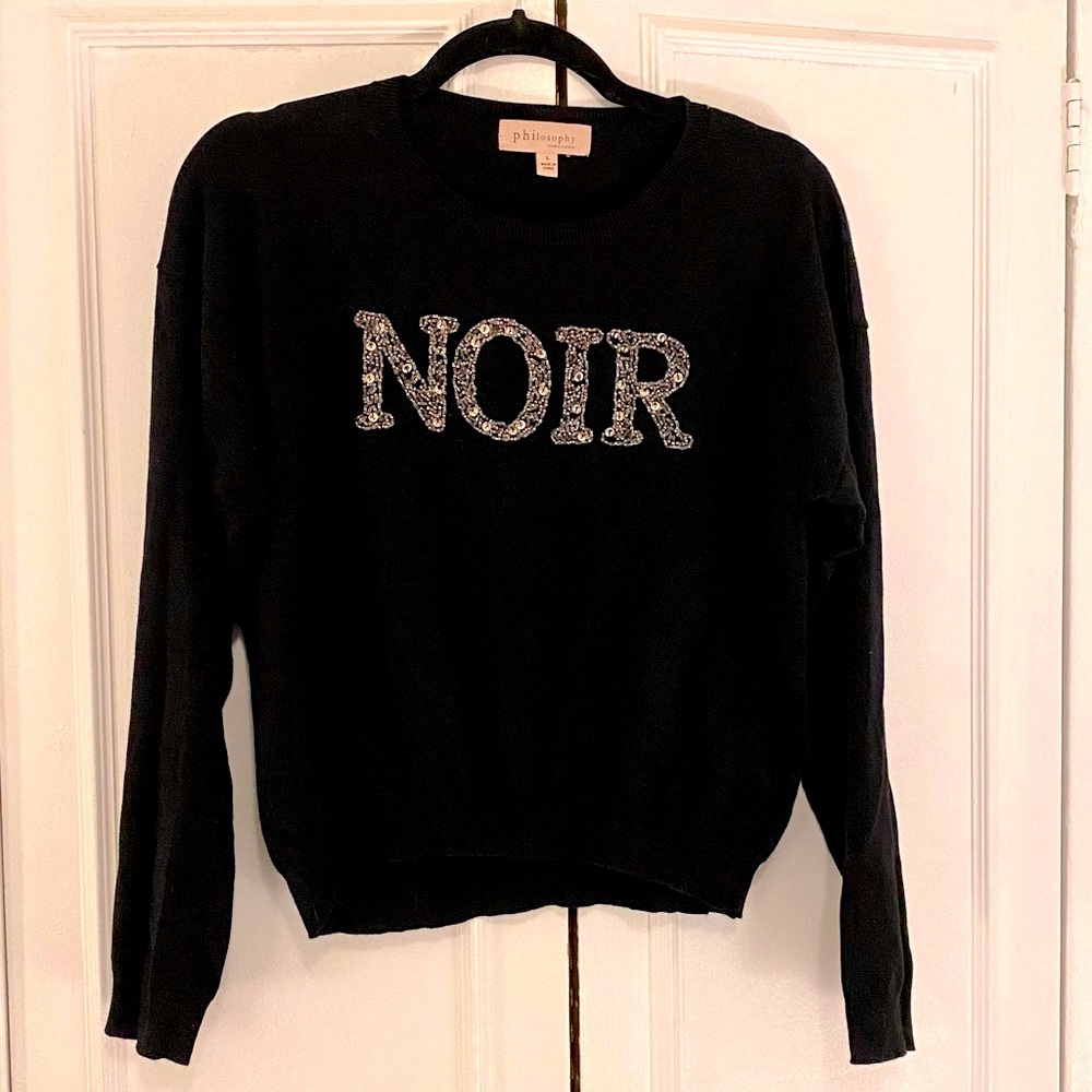 PHILOSOPHY Black Knit lightweight sweater with appliqué detail